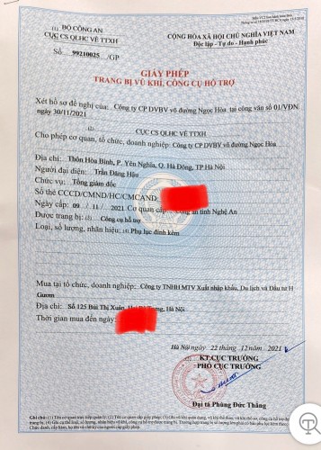 Giấy phép trang bị CCHT C06-BCA